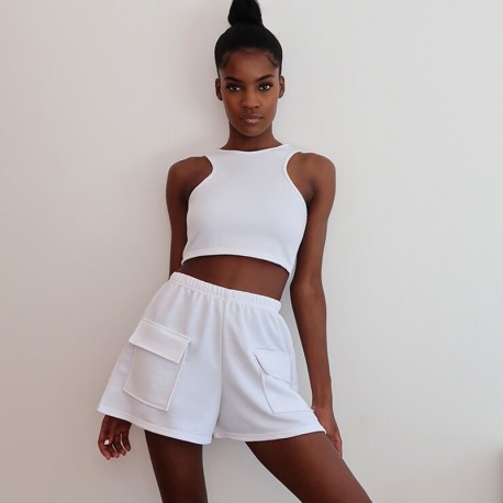 Maiou alb racer cu fermoar la spate - marimea M